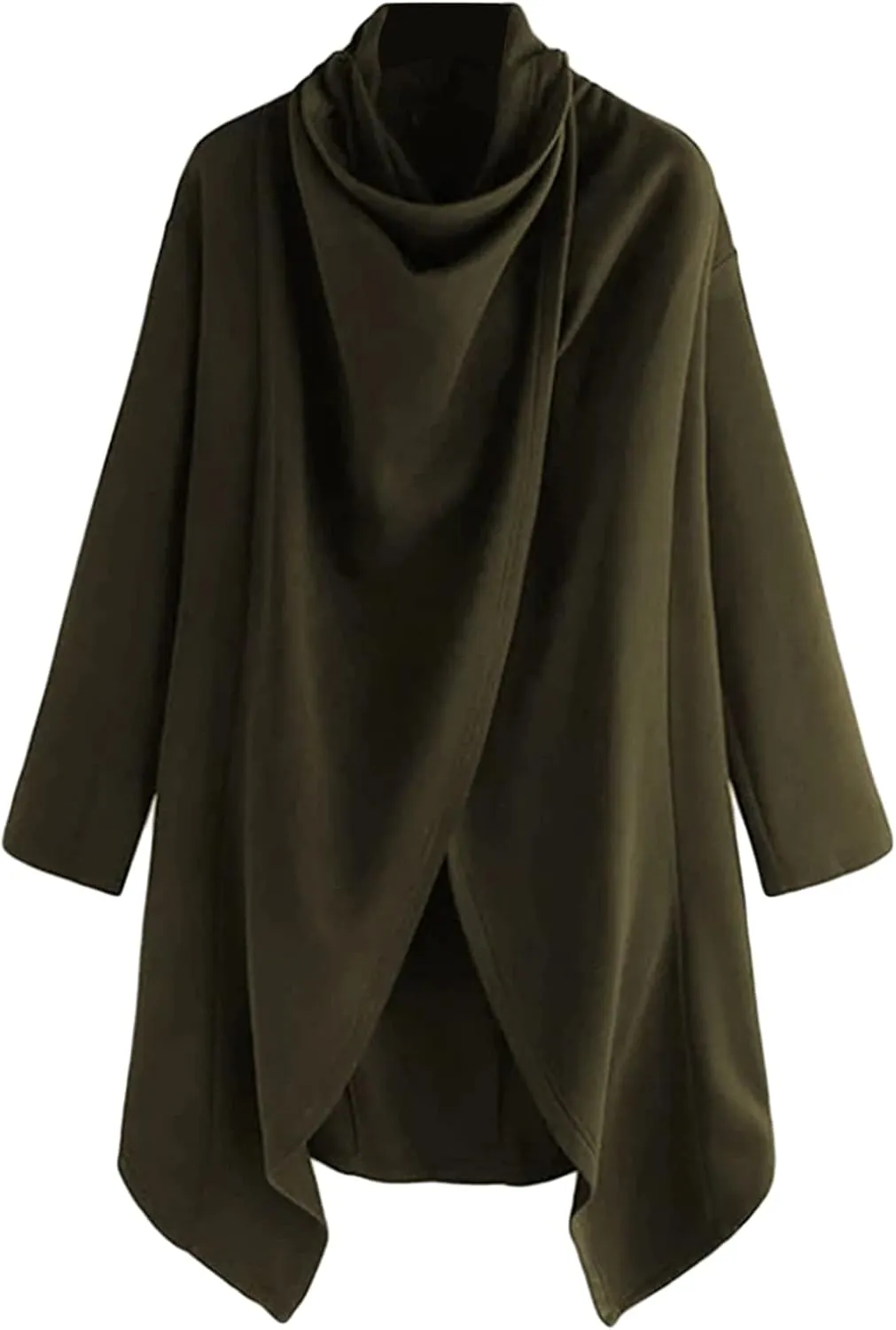 Men Lightweight Casual Cape Cloak Long Length Irregular Hem Pullover Overcoat Hip Hop Slim Poncho Sweatshirt Coat