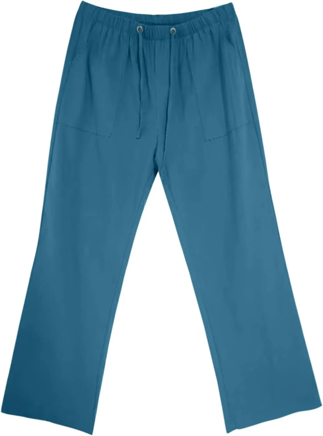 Men Linen Pants Plus Size Casual Plain Pant Classic Basic Lightweight Slacks Summer Vacation Beach Drawstring Trouser