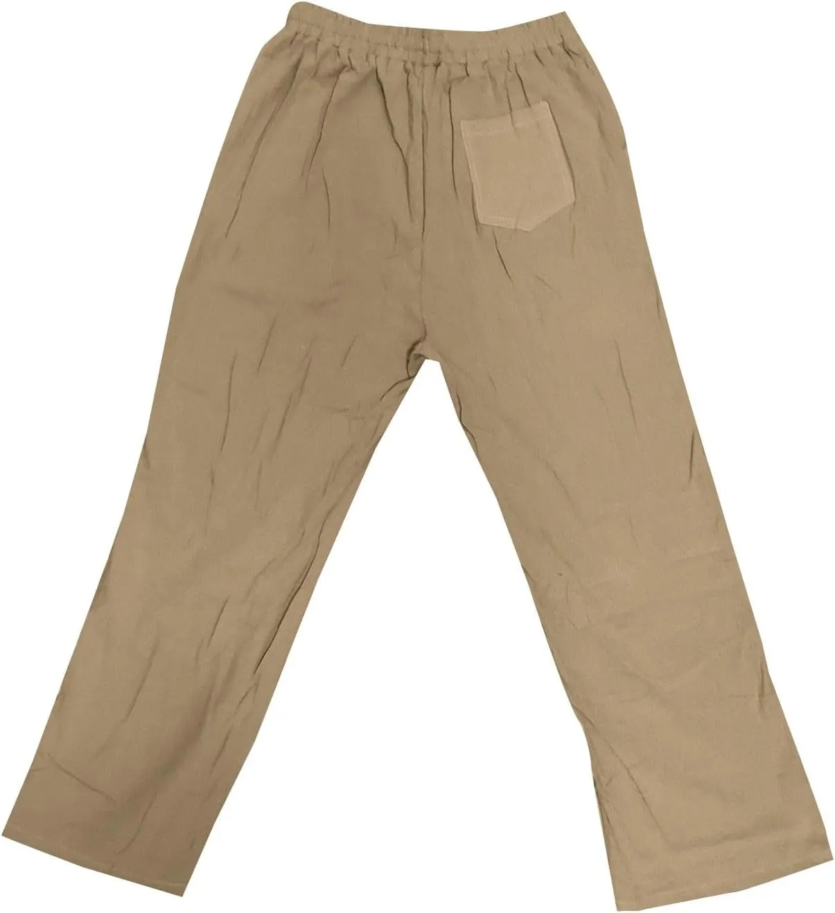 Men Linen Pants Plus Size Solid Beach Vacation Pants Drawstring Waist Lightweight Loose Slacks Summer Casual Trousers