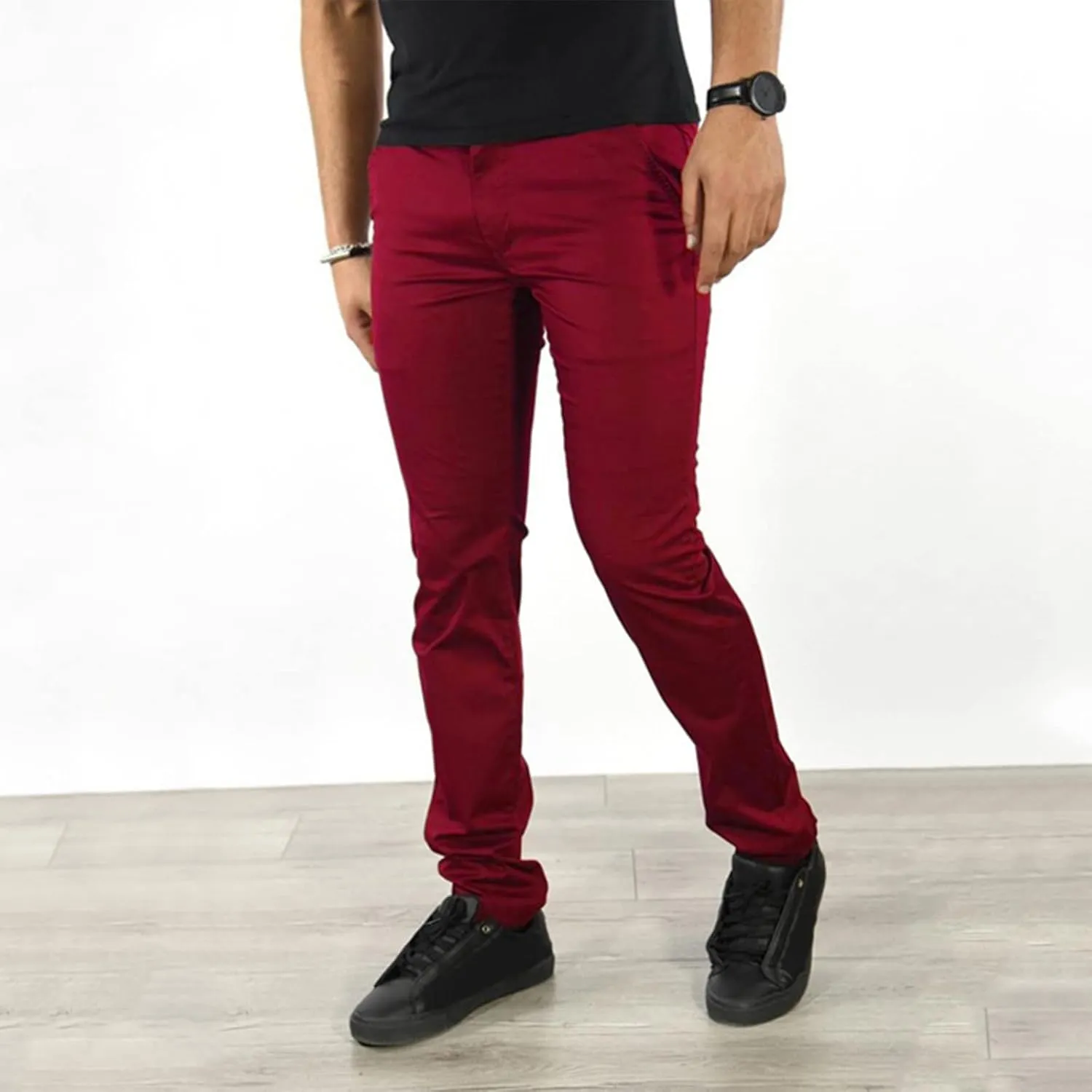 Mens Business Chino Pants Slim Fit Modern Style Cropped Pants Casual Lightweight Tapered Trousers Fashion Kakhi Pants