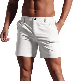 Men's Cargo Shorts Fashion Solid Color Dressy Casual Short Pants Slim Fit Sweatpants Beach 5''Pants with Pocket