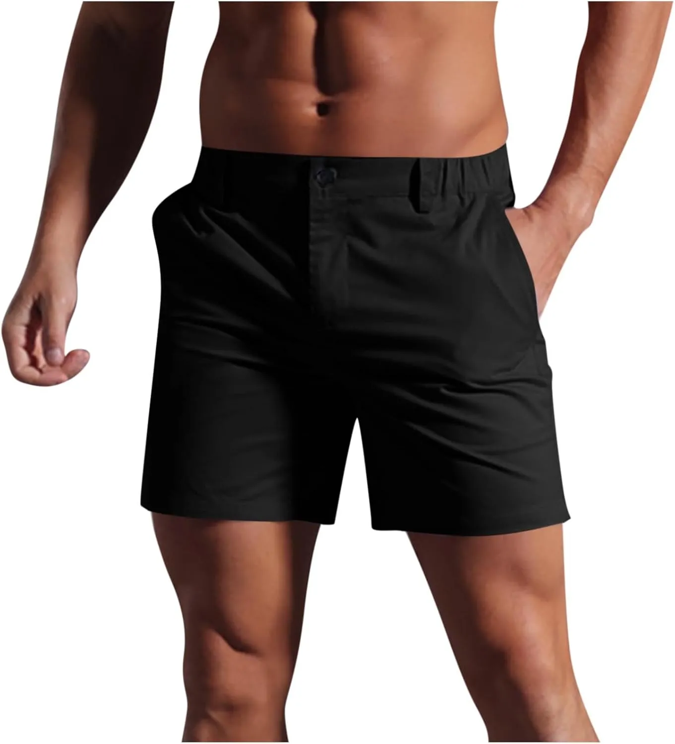 Men's Cargo Shorts Fashion Solid Color Dressy Casual Short Pants Slim Fit Sweatpants Beach 5''Pants with Pocket