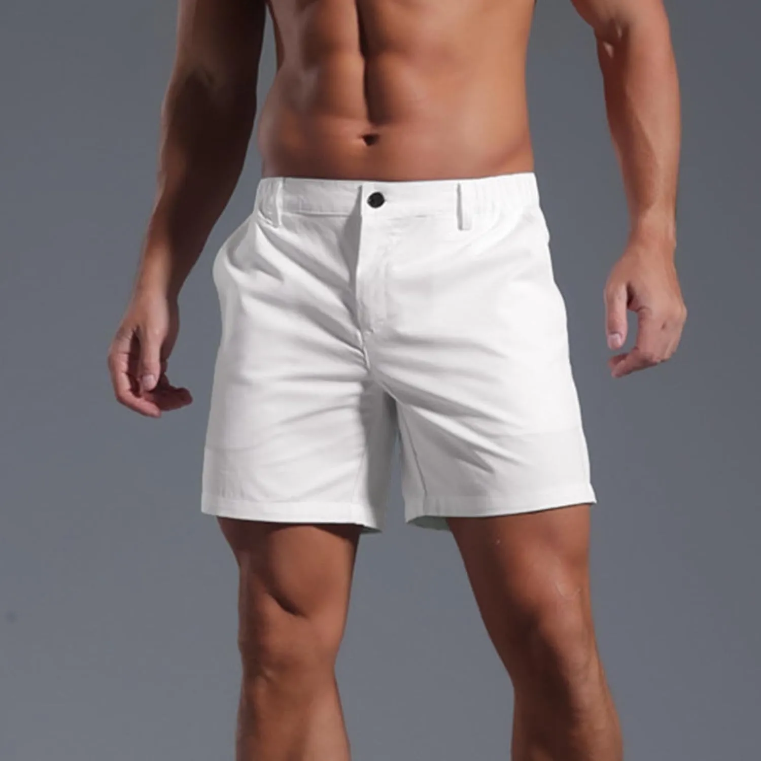 Men's Cargo Shorts Fashion Solid Color Dressy Casual Short Pants Slim Fit Sweatpants Beach 5''Pants with Pocket