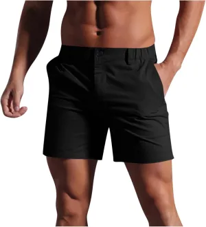 Men's Cargo Shorts Fashion Solid Color Dressy Casual Short Pants Slim Fit Sweatpants Beach 5''Pants with Pocket