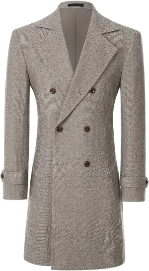 Mens Casual Blazer Coats Wool Blend Men Trench Coat Jacket Double Breasted Classic Warm Men's Sport Coats