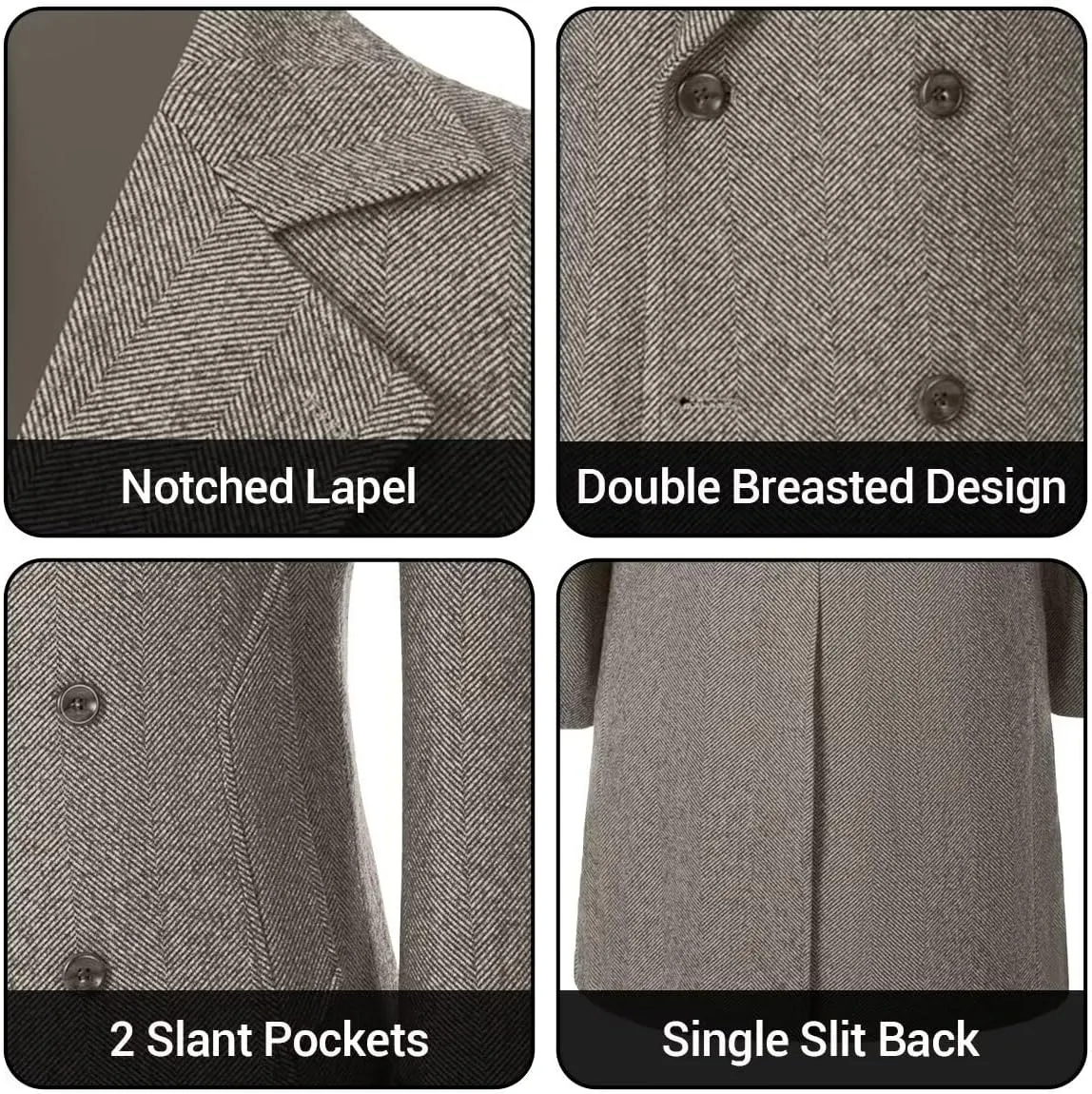Mens Casual Blazer Coats Wool Blend Men Trench Coat Jacket Double Breasted Classic Warm Men's Sport Coats