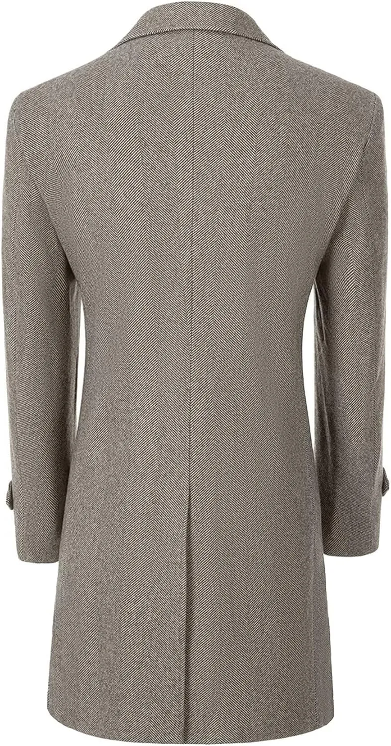 Mens Casual Blazer Coats Wool Blend Men Trench Coat Jacket Double Breasted Classic Warm Men's Sport Coats