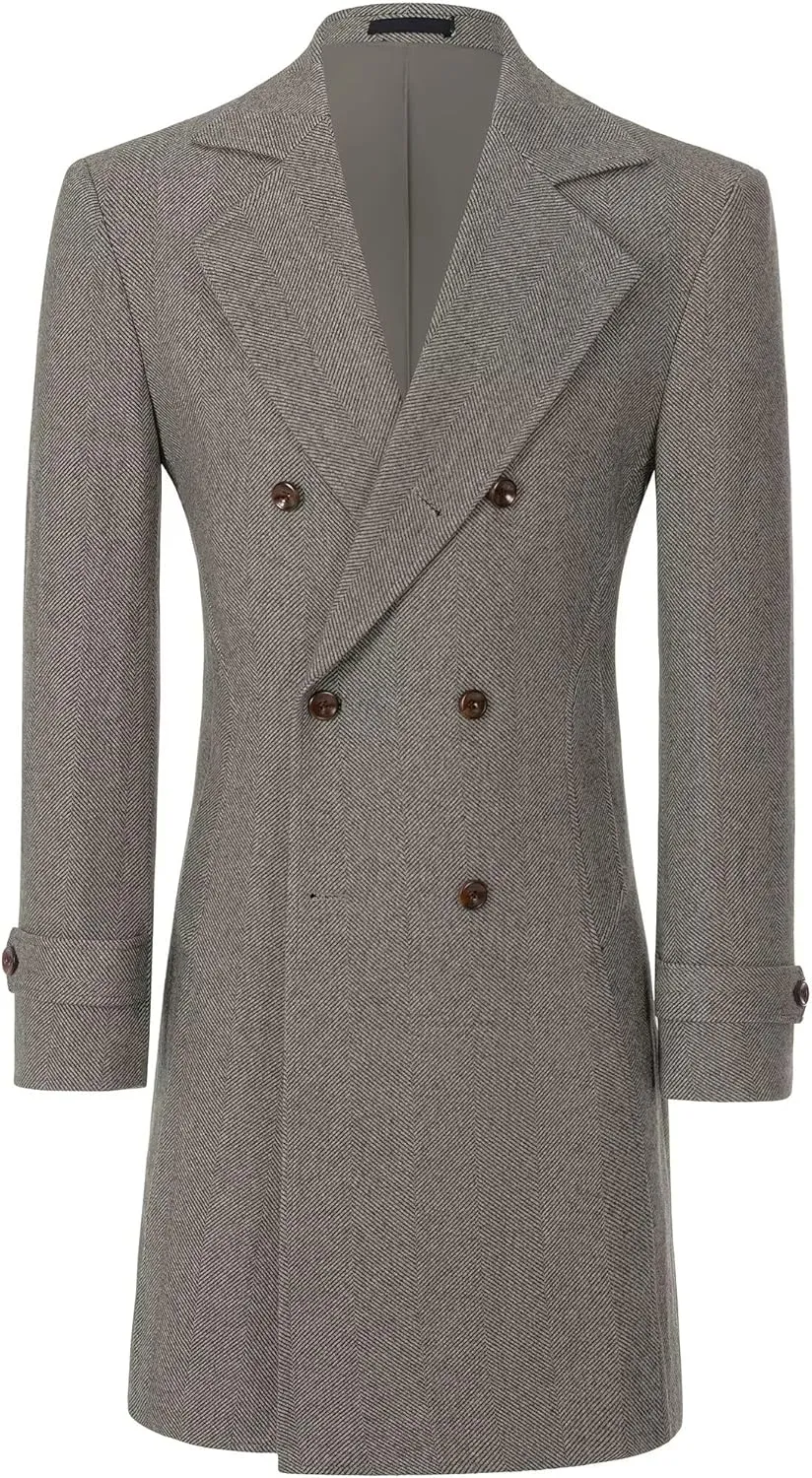 Mens Casual Blazer Coats Wool Blend Men Trench Coat Jacket Double Breasted Classic Warm Men's Sport Coats