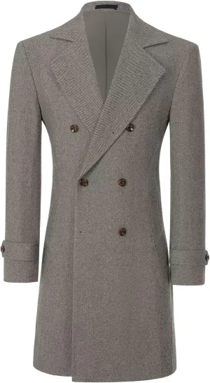 Mens Casual Blazer Coats Wool Blend Men Trench Coat Jacket Double Breasted Classic Warm Men's Sport Coats