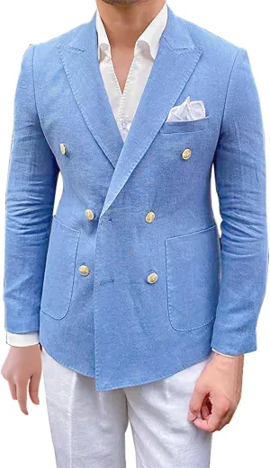 Mens Casual Business Office Work Blazers Sport Coat Long Sleeve Open Front Double Breasted Wedding Party Suit Jackets