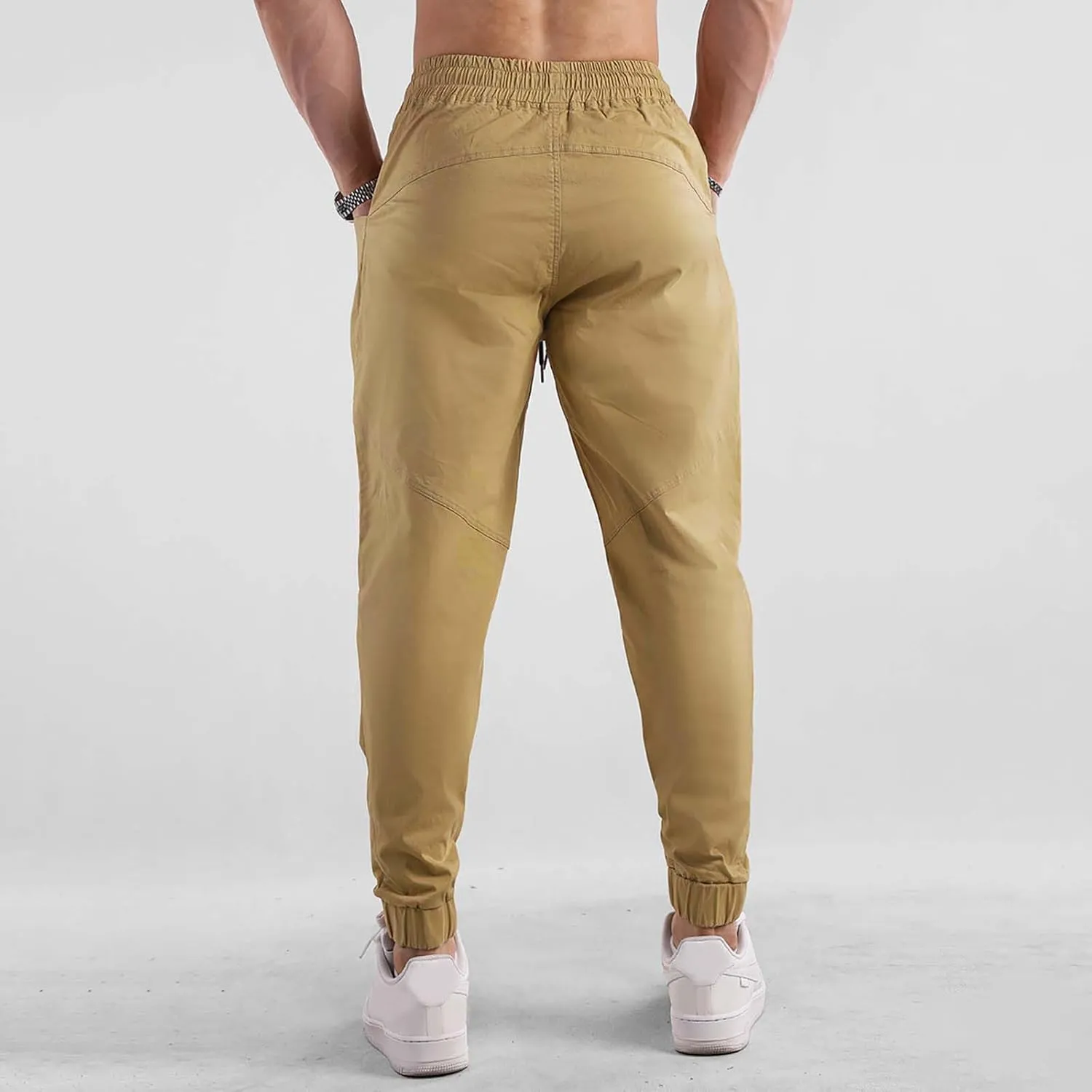 Mens Casual Cargo Pants Casual Elastic Waist Drawstring Trousers Slim Fit Cinch Bottom Tapered Sweatpants for Men