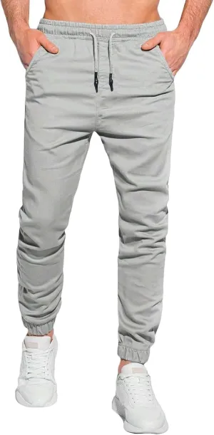 Mens Casual Chino Pants Elastic Waist Solid Color Classic Slim Fit Stretch Work Pants Fashion Sport Business Office Trousers
