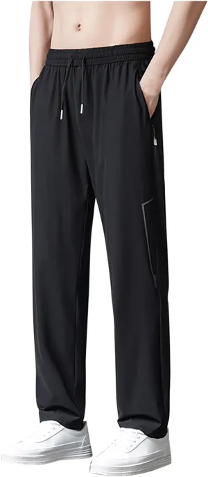 Men's Casual Pants Elastic Waist Relax Drawstring Multi Pockets Daily Gym Workout Travel Comfy Stretchy Outdoor Active