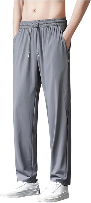 Men's Casual Pants Elastic Waist Relax Drawstring Multi Pockets Daily Gym Workout Travel Comfy Stretchy Outdoor Active