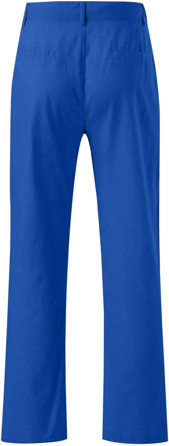 Mens Casual Pants Plain Beach Vacation Pants Elastic Waist Lightweight Loose Fit Pleated Slacks Summer Yoga Trousers