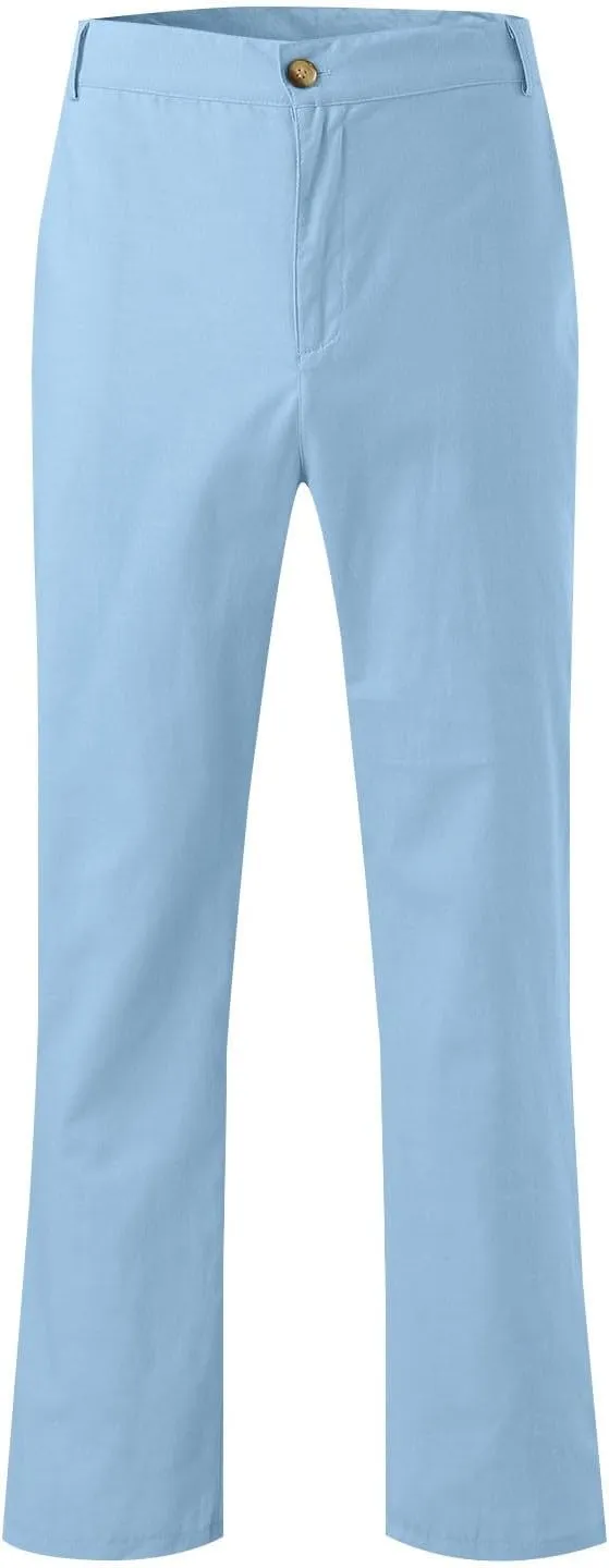 Mens Casual Pants Plain Beach Vacation Pants Elastic Waist Lightweight Loose Fit Pleated Slacks Summer Yoga Trousers