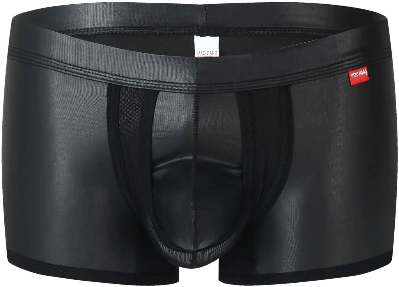 Mens Casual Solid Color Imitation Leather Underwear Fashion Sexy Comfortable Slim Mid Waist Adult Sports Panties