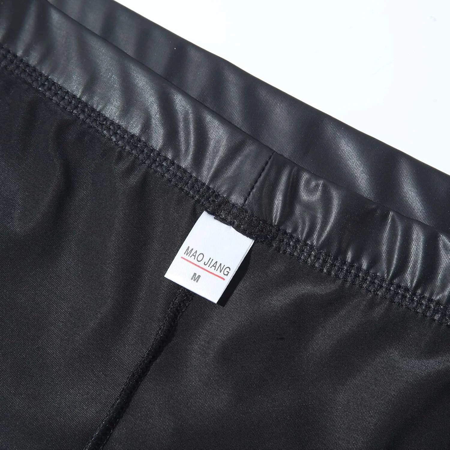 Mens Casual Solid Color Imitation Leather Underwear Fashion Sexy Comfortable Slim Mid Waist Adult Sports Panties