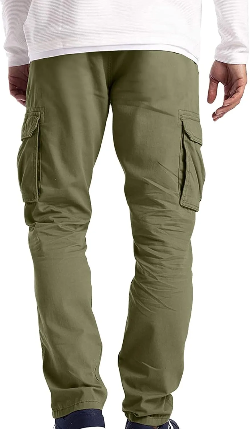 Men's Causal Cotton Cargo Pants,Loose-Fit Comfy Classic Lightweight Daily Wear with Multi-Pocket Athletic Joggers