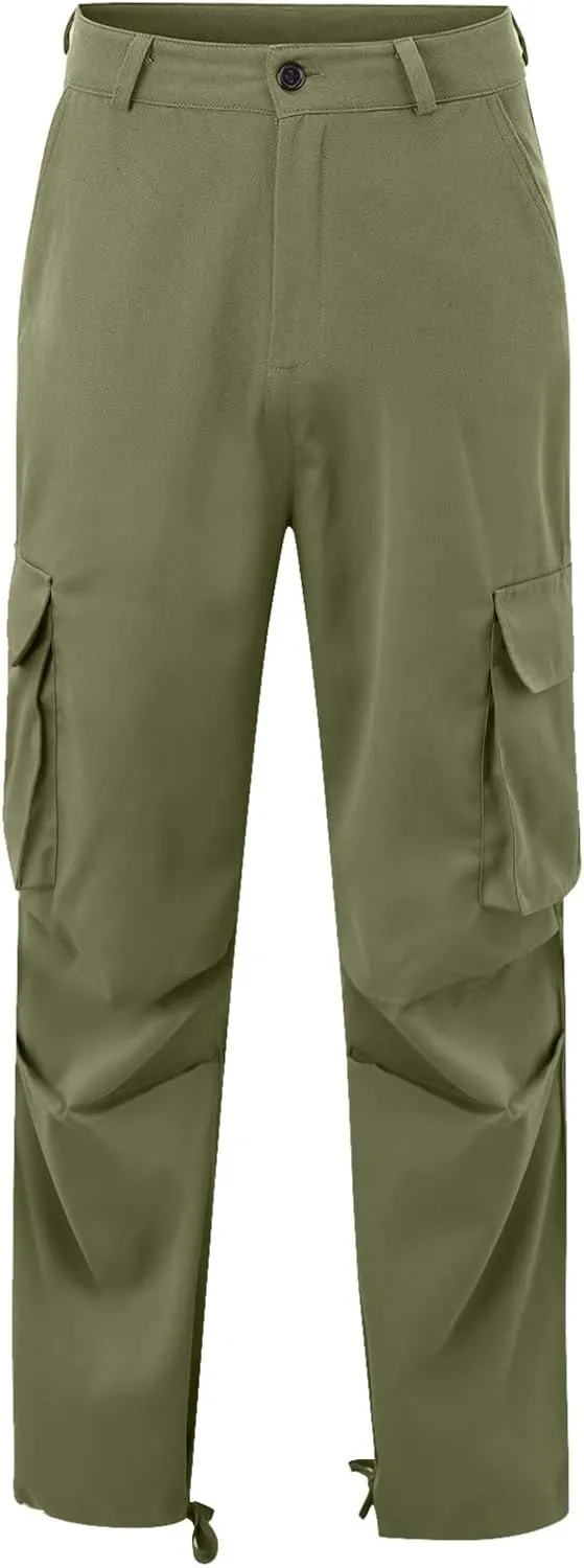 Men's Causal Cotton Cargo Pants,Loose-Fit Comfy Classic Lightweight Daily Wear with Multi-Pocket Athletic Joggers