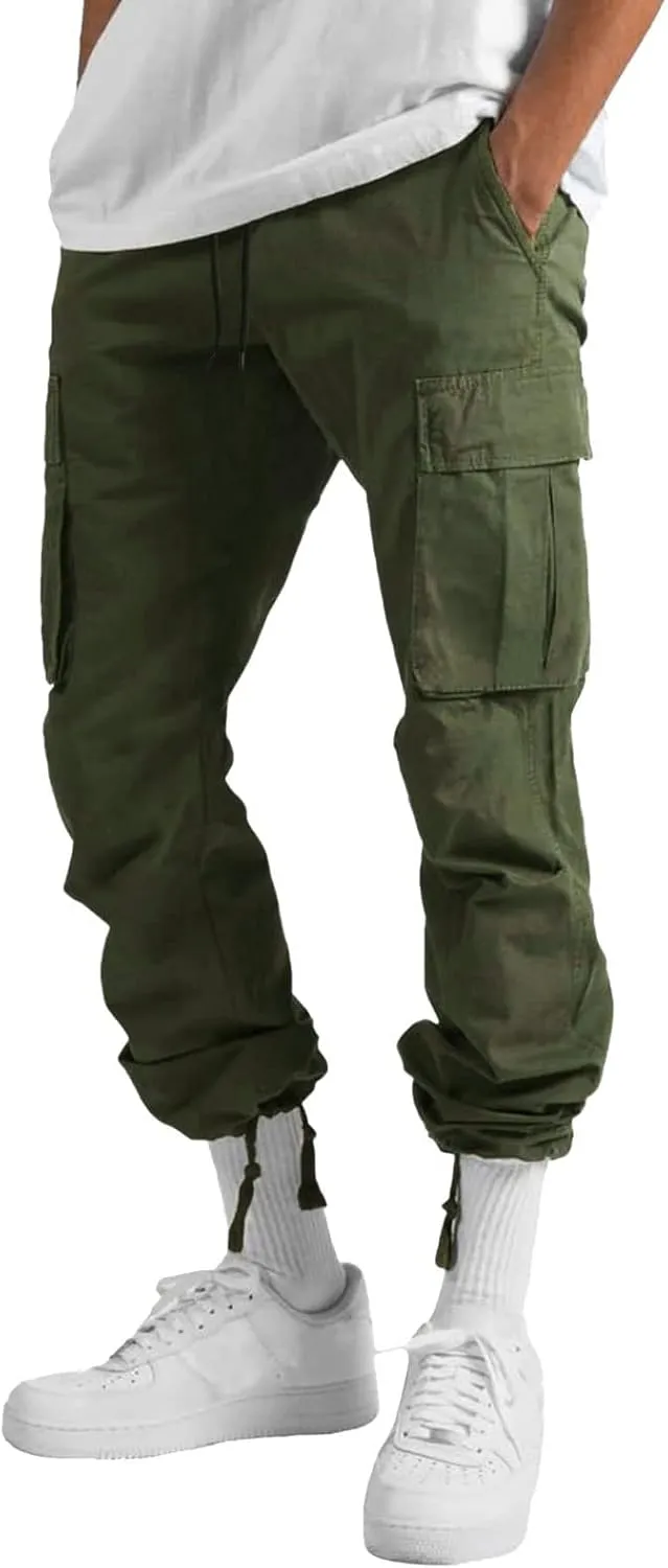 Men's Causal Wide Leg Cargo Pants Athletic Pants Loose-Fit Classic Lightweight Comfy Daily Wear with Multi-Pocket
