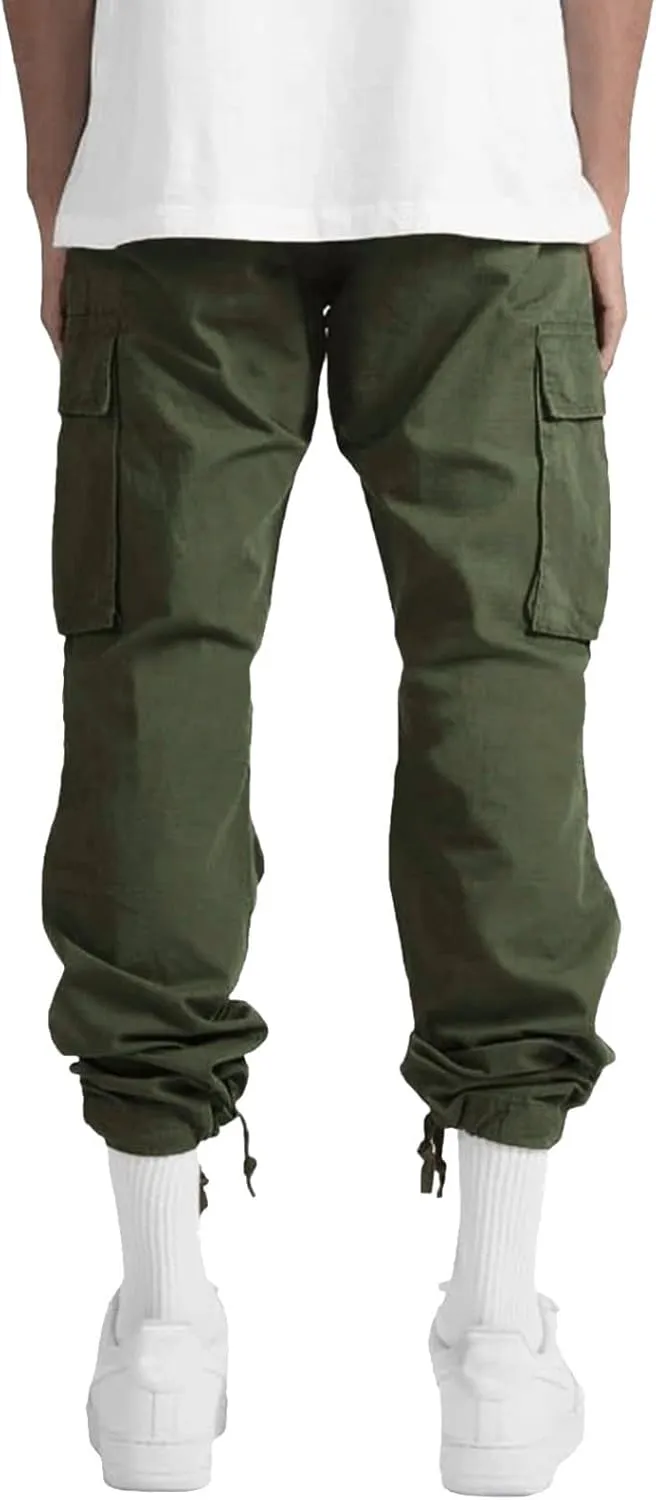 Men's Causal Wide Leg Cargo Pants Athletic Pants Loose-Fit Classic Lightweight Comfy Daily Wear with Multi-Pocket