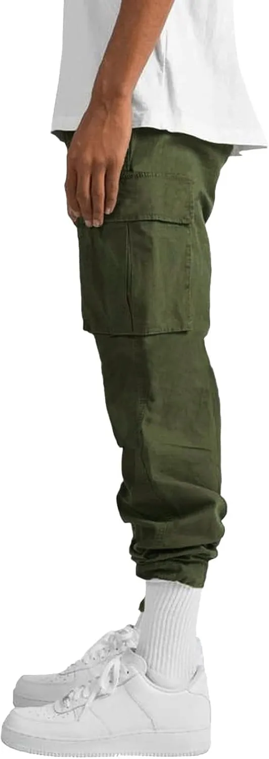 Men's Causal Wide Leg Cargo Pants Athletic Pants Loose-Fit Classic Lightweight Comfy Daily Wear with Multi-Pocket