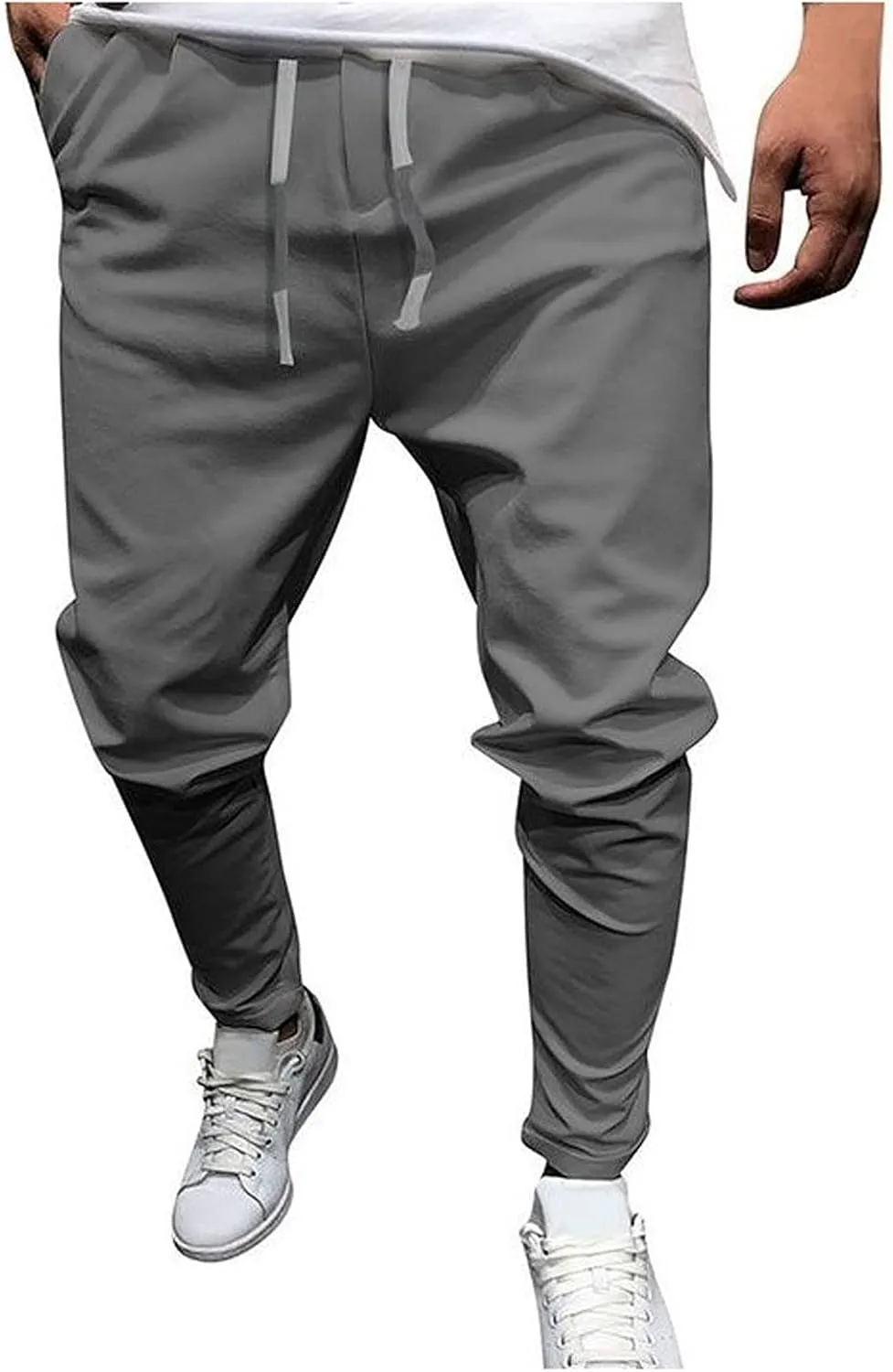Mens Chino Linen Cotton Jogger Pants Casual Drawstring Loose Summer Yoga Beach Sweatpants Big and Tall Lounge Pants