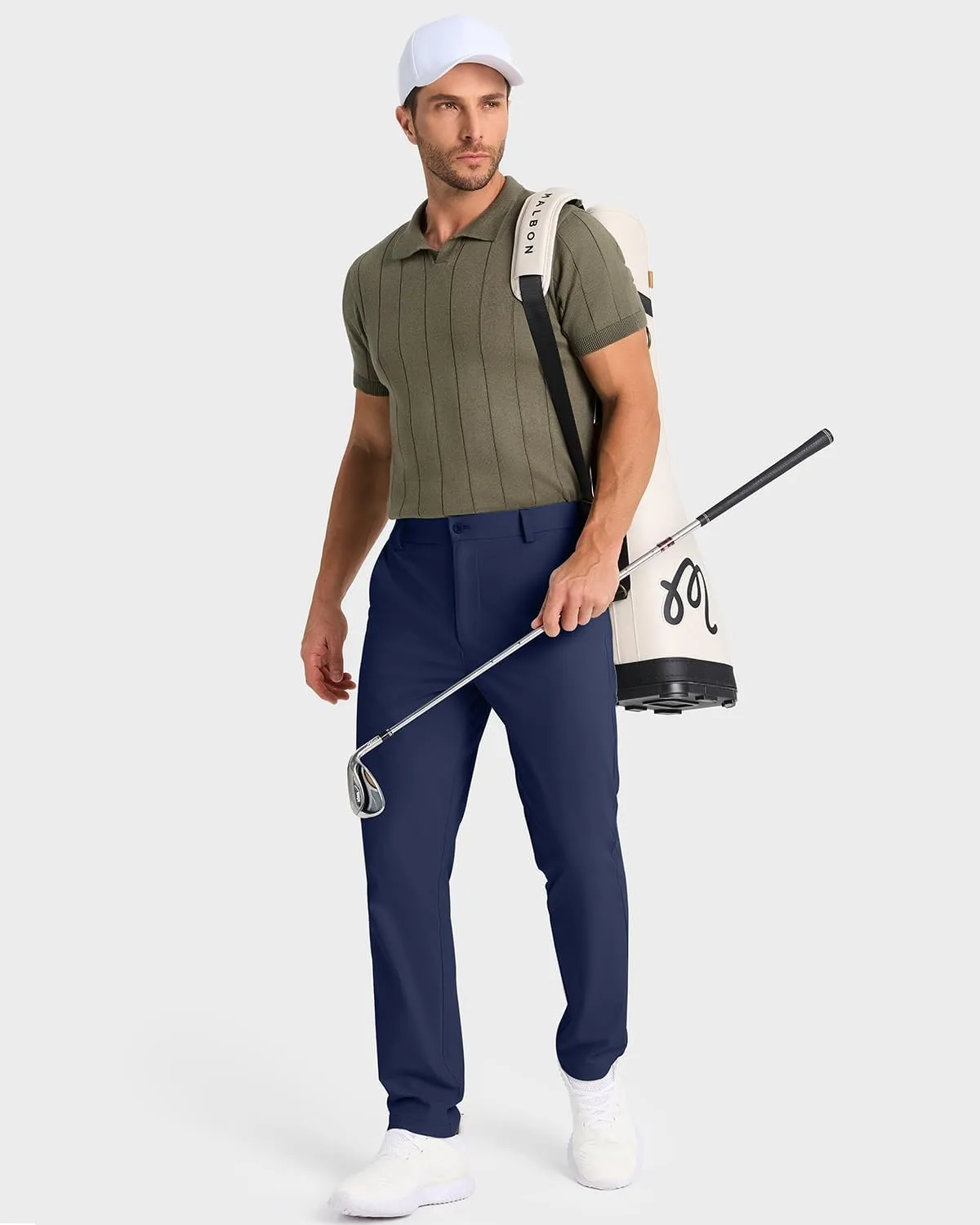 Mens Classic Fit Golf Pants Stretch Work Dress Pants 30''/32''/34'' Lightweight Casual Pants with Pockets