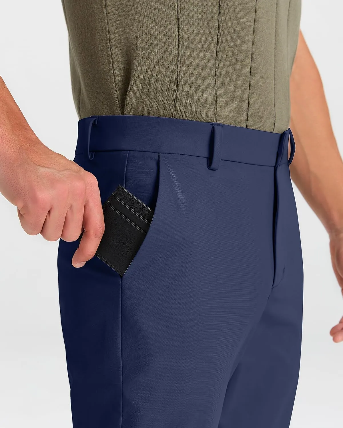 Mens Classic Fit Golf Pants Stretch Work Dress Pants 30''/32''/34'' Lightweight Casual Pants with Pockets