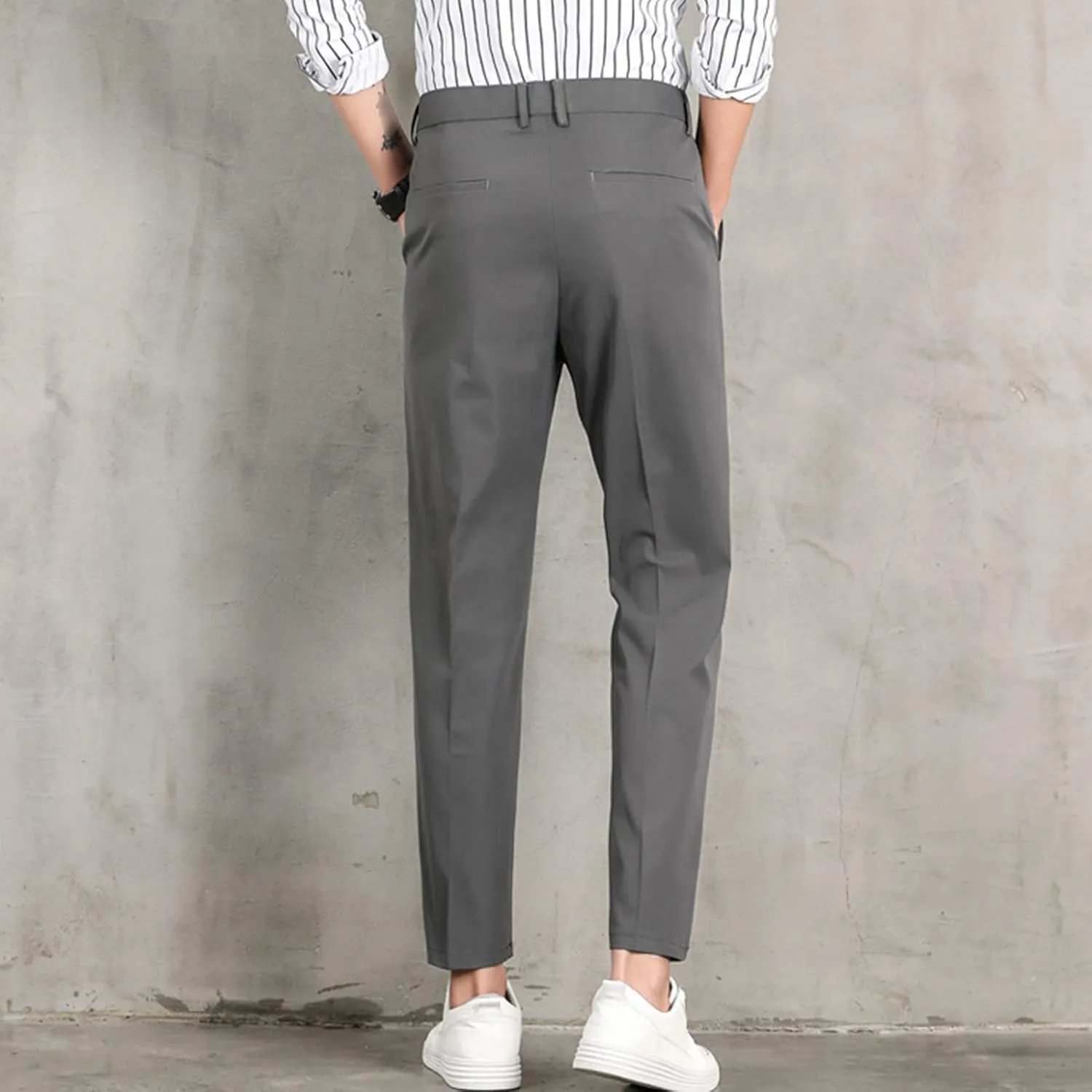 Mens Classic Fit Plaid Pants Casual Stretch Slim Fit Dress Chino Pants Fashion Formal Business Trousers