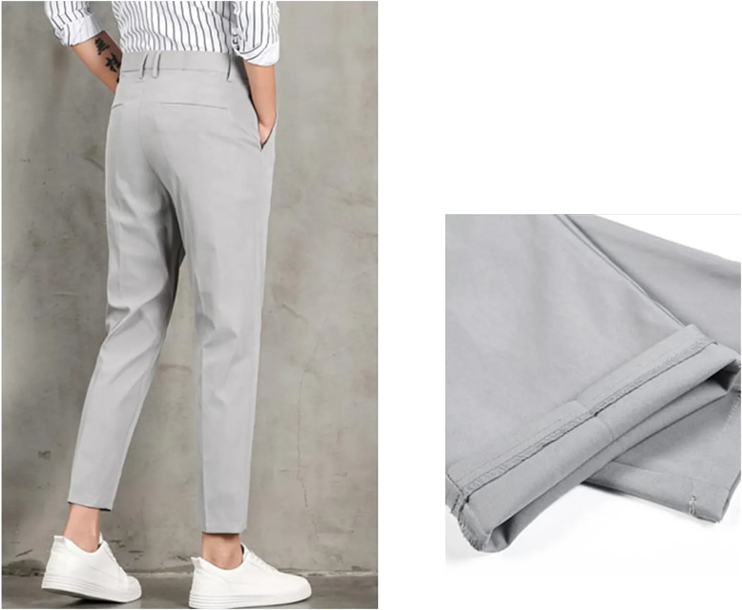 Mens Classic Fit Plaid Pants Casual Stretch Slim Fit Dress Chino Pants Fashion Formal Business Trousers
