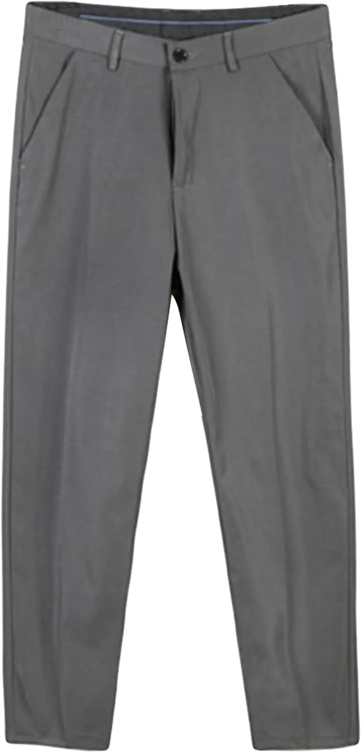 Mens Classic Fit Plaid Pants Casual Stretch Slim Fit Dress Chino Pants Fashion Formal Business Trousers