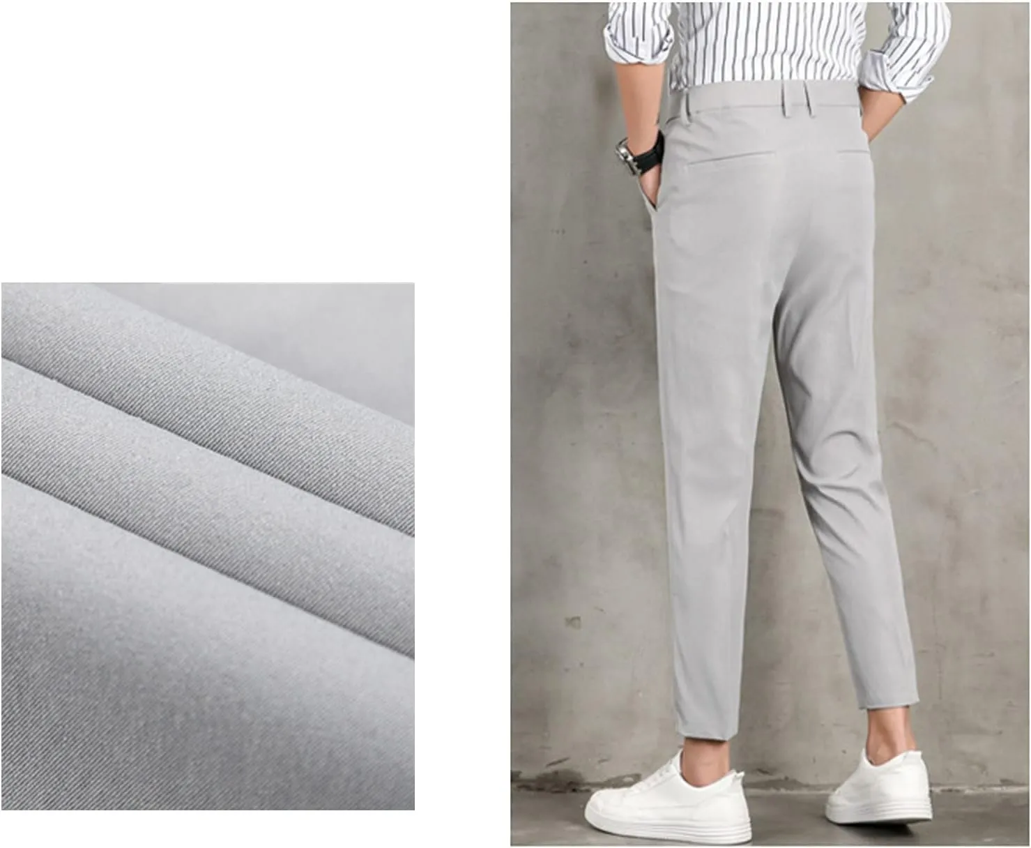 Mens Classic Fit Plaid Pants Casual Stretch Slim Fit Dress Chino Pants Fashion Formal Business Trousers