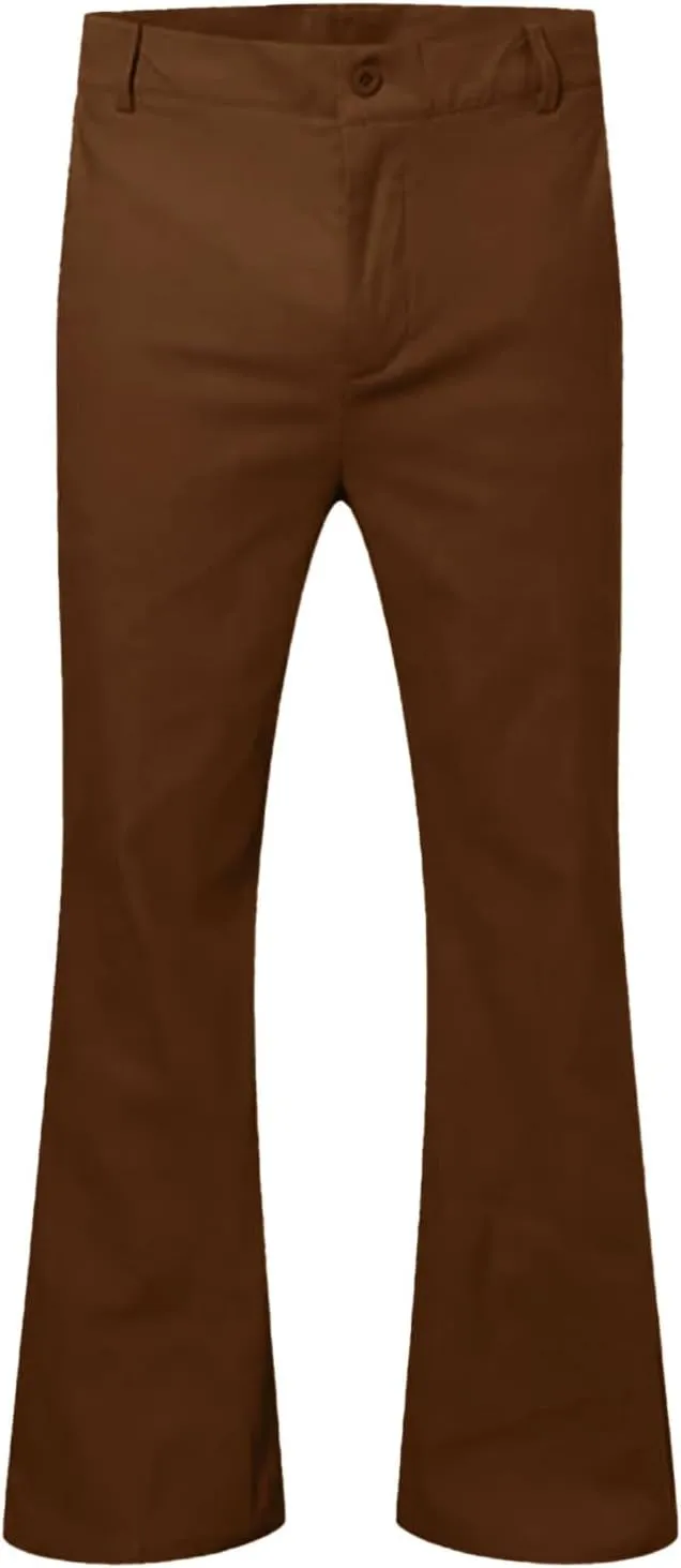 Men's Classic Flared Trousers Slim Fit Solid Pants Retro Fashion Disco Pants Outdoor Business Trousers with Pockets