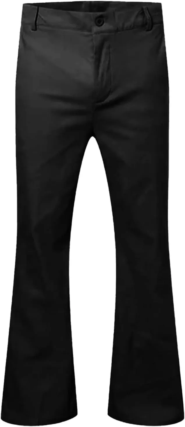 Men's Classic Flared Trousers Slim Fit Solid Pants Retro Fashion Disco Pants Outdoor Business Trousers with Pockets
