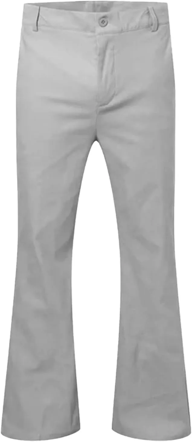 Men's Classic Flared Trousers Slim Fit Solid Pants Retro Fashion Disco Pants Outdoor Business Trousers with Pockets