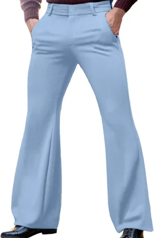 Men's Classic Flared Trousers Slim Fit Solid Pants Retro Fashion Disco Pants Outdoor Business Trousers with Pockets