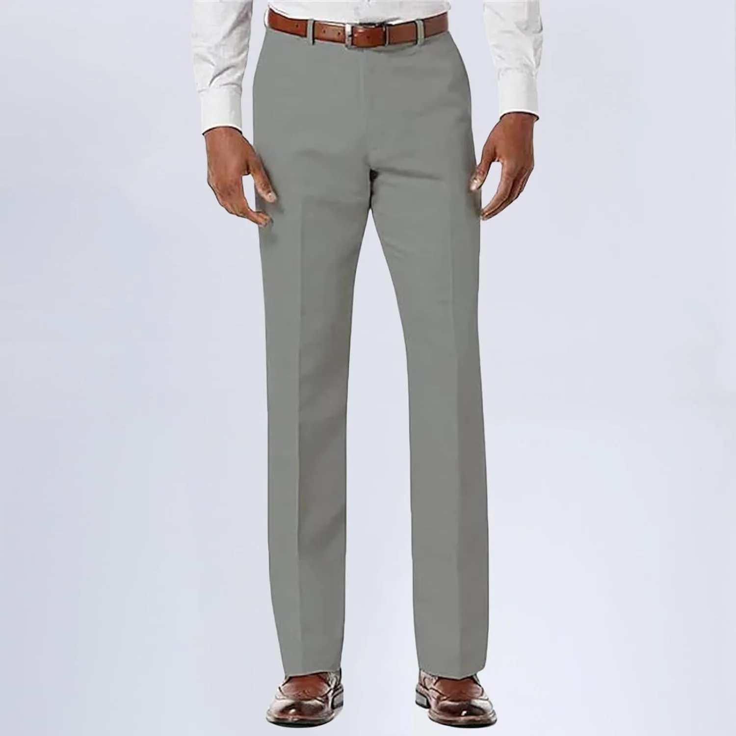 Men's Classic Trousers Slim Fit Straight Leg Pants Lightweight Stretchy Casual Pants Spring Simple Stylish Trousers