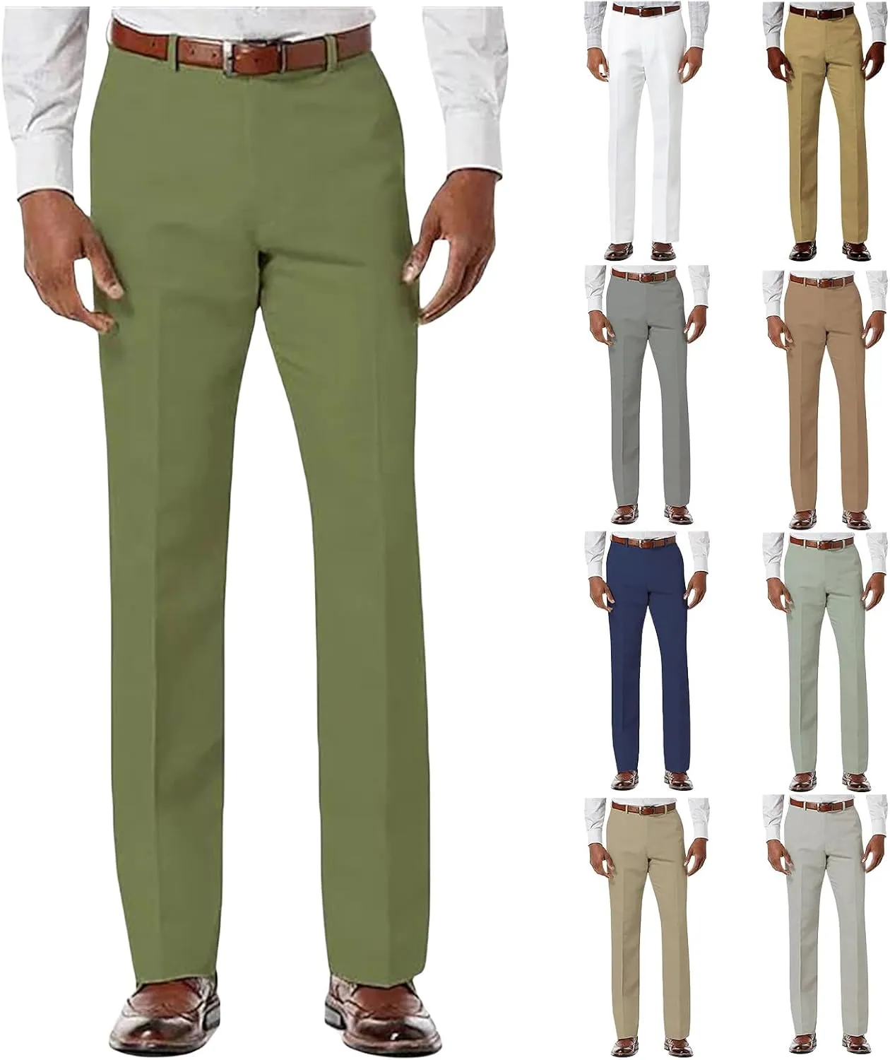 Men's Classic Trousers Slim Fit Straight Leg Pants Lightweight Stretchy Casual Pants Spring Simple Stylish Trousers