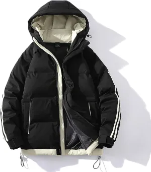 Men's Down Padded Cotton Jacket Thick Winter Coat Zip Up Comfortable Sportswear Oversize Couple Outfit