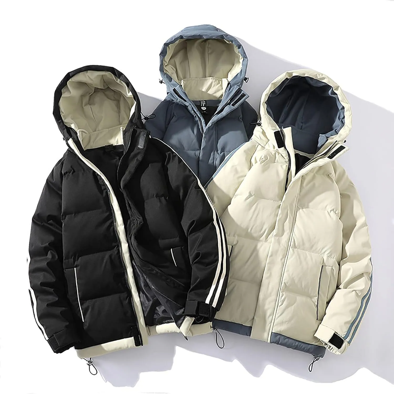 Men's Down Padded Cotton Jacket Thick Winter Coat Zip Up Comfortable Sportswear Oversize Couple Outfit