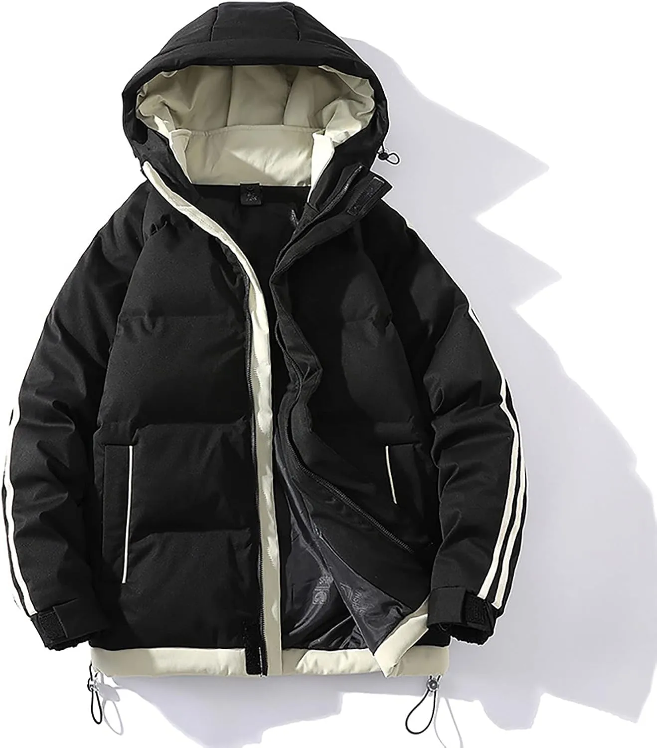 Men's Down Padded Cotton Jacket Thick Winter Coat Zip Up Comfortable Sportswear Oversize Couple Outfit