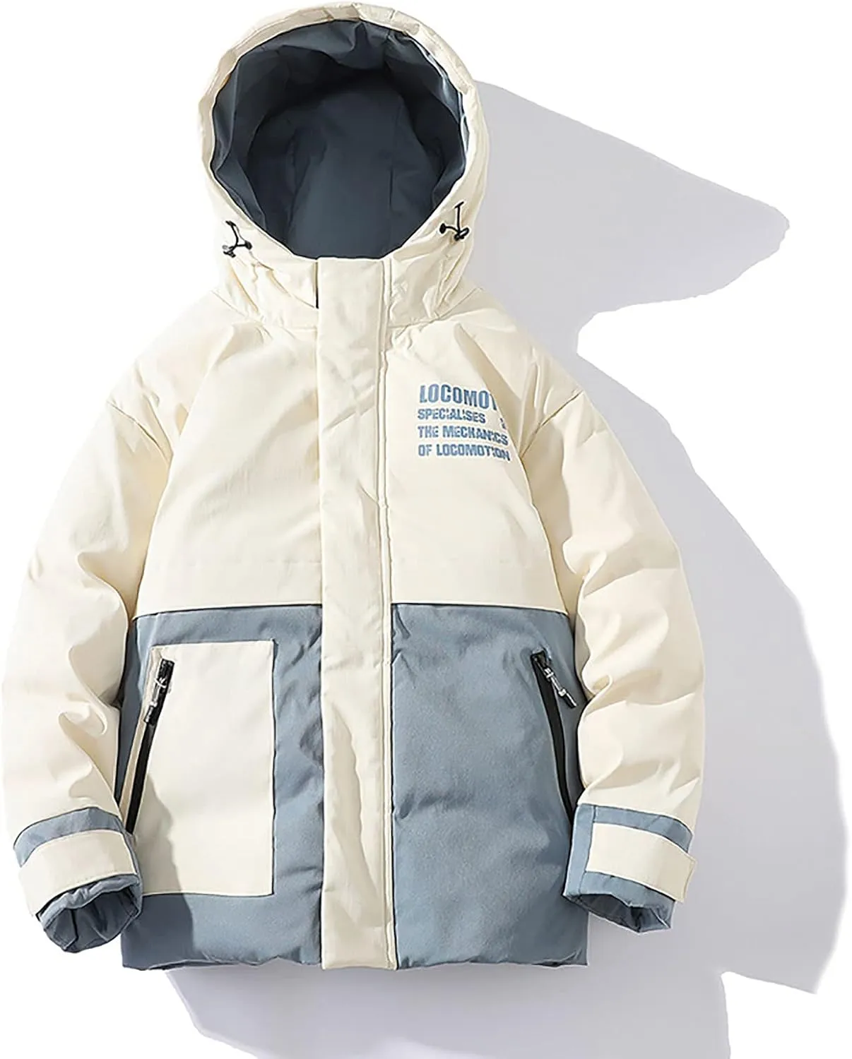 Men's Down Padded Cotton Jacket Thick Winter Embroidery Coat Zip Up Comfortable Sportswear Oversize Outfit