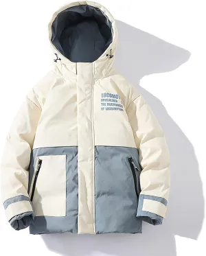 Men's Down Padded Cotton Jacket Thick Winter Embroidery Coat Zip Up Comfortable Sportswear Oversize Outfit