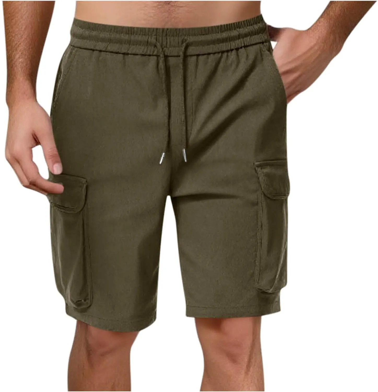 Mens Drawstring Elastic Waist Cargo Shorts 2025 Summer Trendy Stretch Lightweight Comfy Work Short Casual Loose Pants