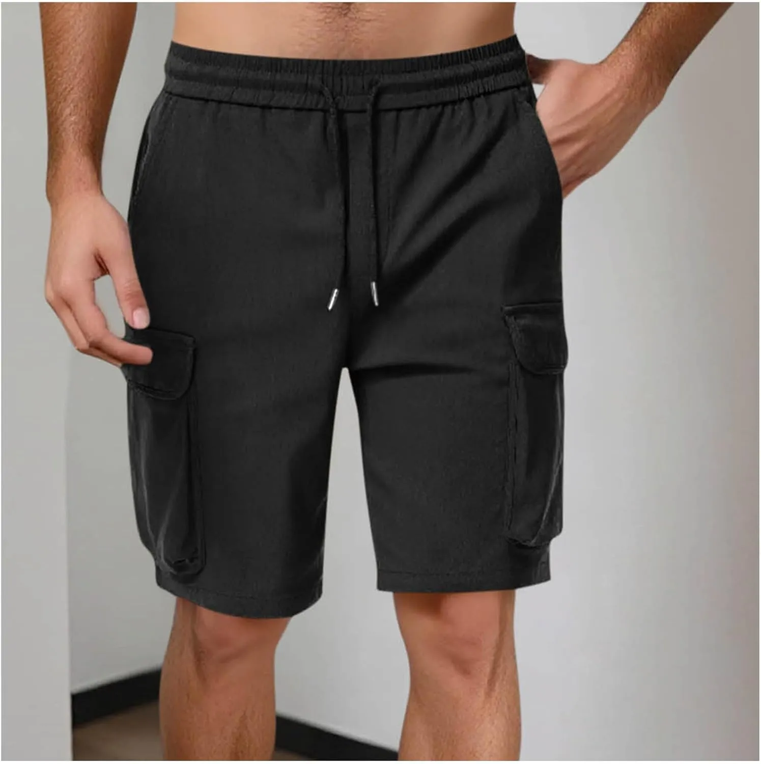 Mens Drawstring Elastic Waist Cargo Shorts 2025 Summer Trendy Stretch Lightweight Comfy Work Short Casual Loose Pants