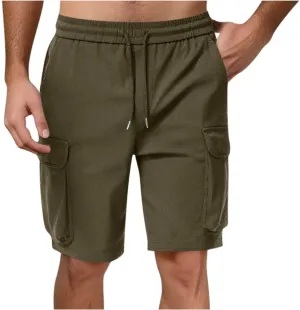 Mens Drawstring Elastic Waist Cargo Shorts 2025 Summer Trendy Stretch Lightweight Comfy Work Short Casual Loose Pants