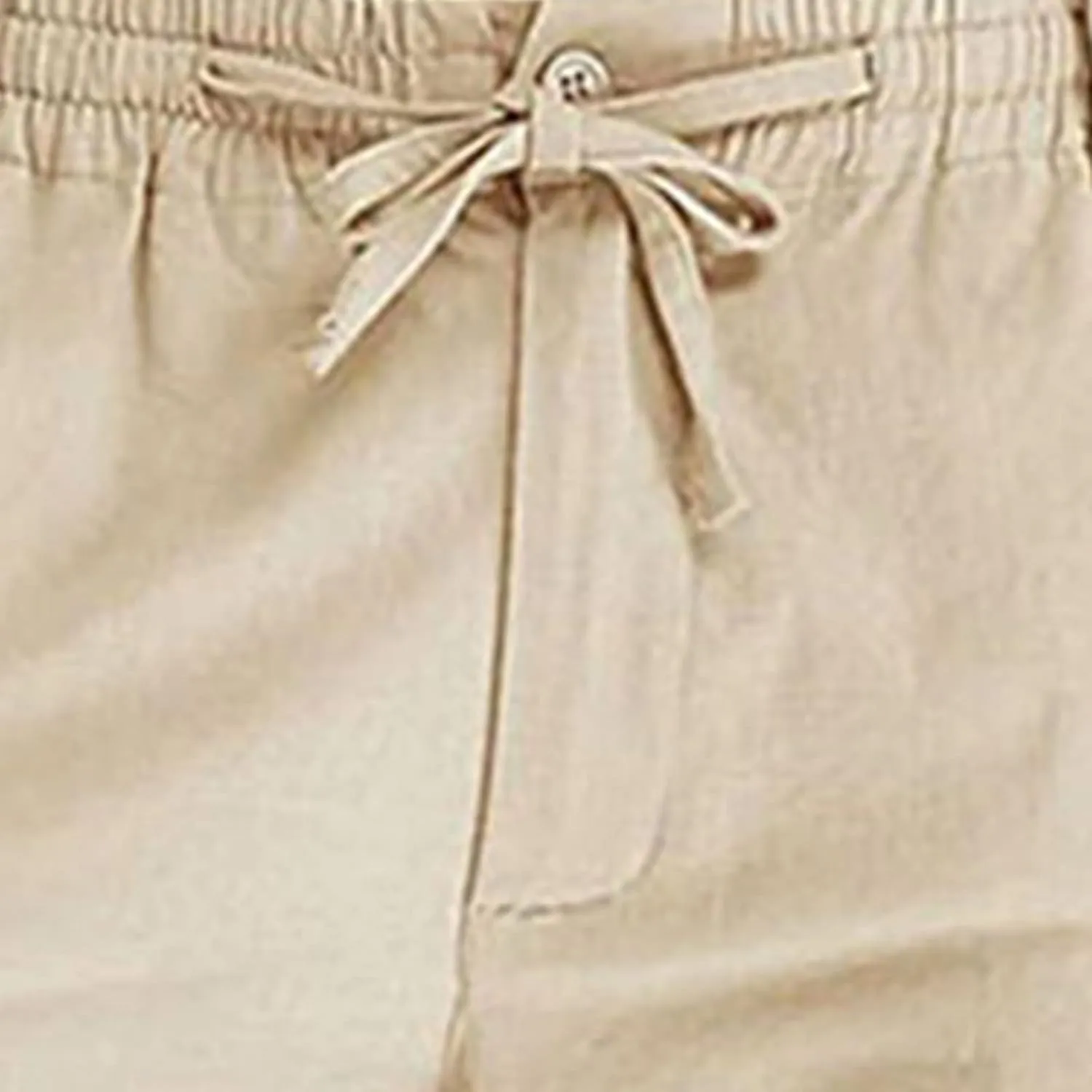 Men's Drawstring Linen Pants Casual Summer Loose Beach Trousers Classic Solid Color Straight-Legs Slim Fit Yoga Pants