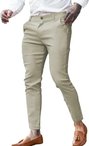 Mens Dress Pants Fashion Slim Fit Chino Pencil Pant Skinny Stretch Comfy Feet Pants Trousers Casual Pant